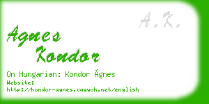 agnes kondor business card
